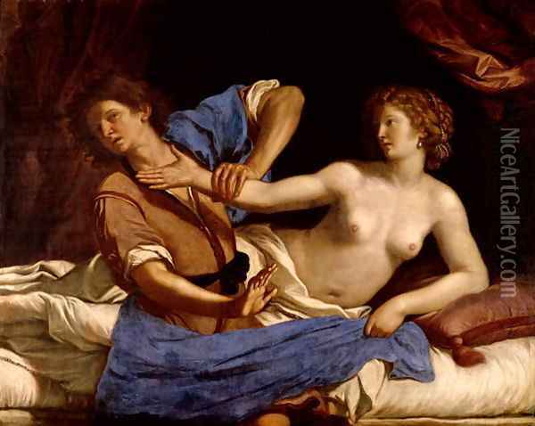 Joseph and the Wife of Potiphar 1649 Oil Painting - Guercino