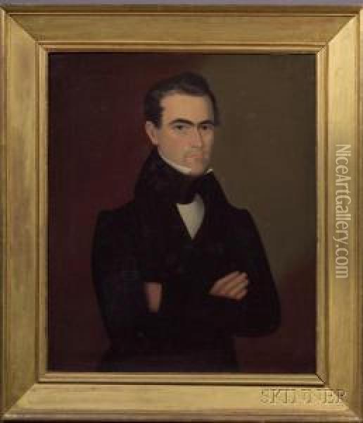 Portrait Of Mr. Bates. Oil Painting - Ammi Phillips