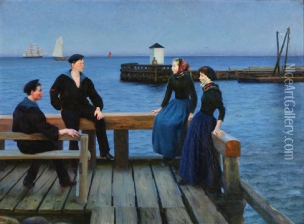 Evening View From Dragor Harbour Oil Painting - Emil Axel Krause