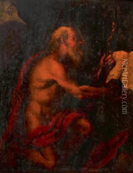 Saint Jerome Oil Painting - Cristoforo Pomarancio (Roncalli)