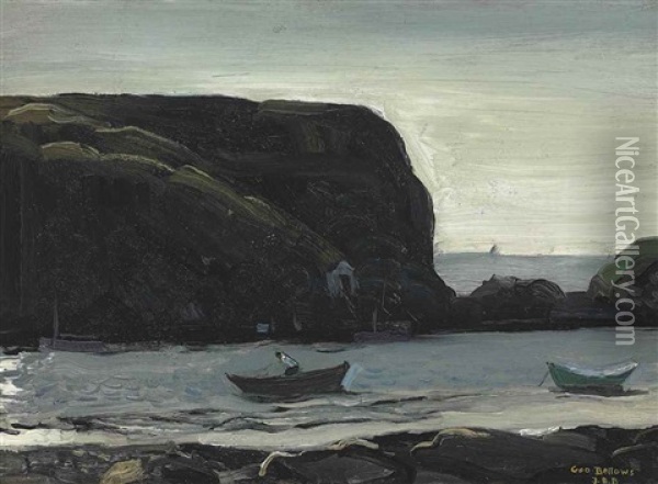 Harbor Of Monhegan, Fish Boats Oil Painting - George Bellows