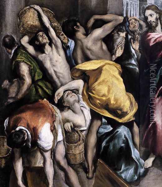 The Purification of the Temple (detail 1) c. 1600 Oil Painting - El Greco (Domenikos Theotokopoulos)