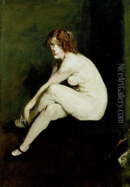 Nude Girl, Miss Leslie Hall Oil Painting - George Bellows
