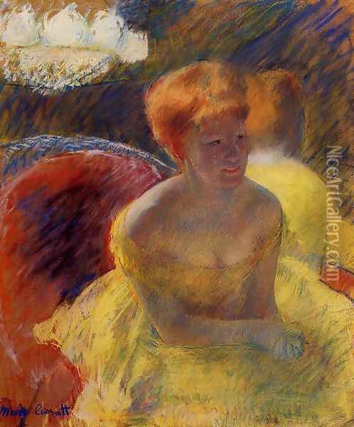At The Theater Aka Lydia Cassatt Leaning On Her Arms Seated In A Loge Oil Painting - Mary Cassatt