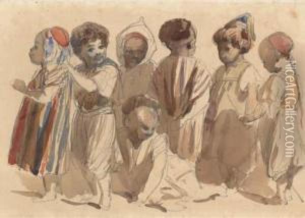 Enfants Orientaux Oil Painting - Francois-Hippolyte Lalaisse