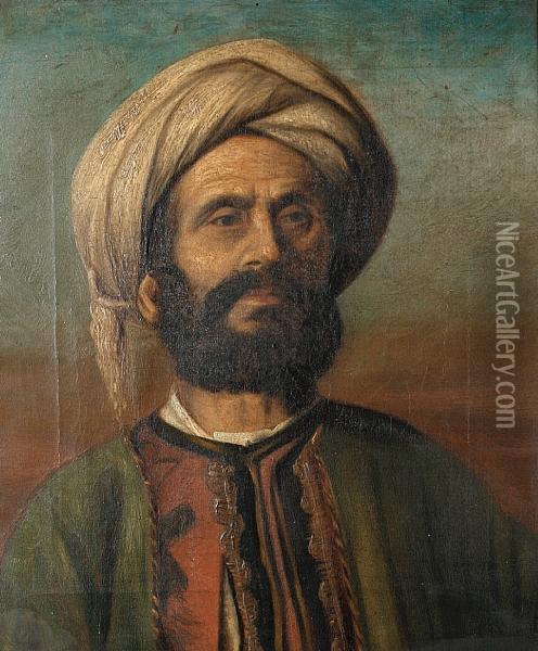 Portrait Of A Man In Arab Dress Oil Painting - Frederick Goodall