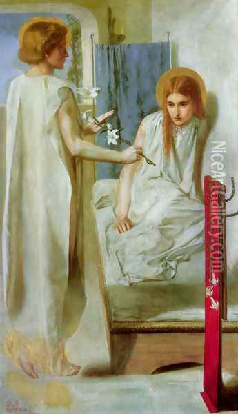 Ecce Ancilla Domini! (The Annunciation) Oil Painting - Dante Gabriel Rossetti