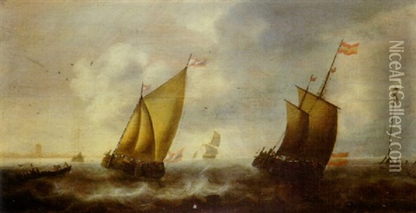 Segelschiffe Vor Der Kuste Oil Painting - Jacob Adriaenz. Bellevois