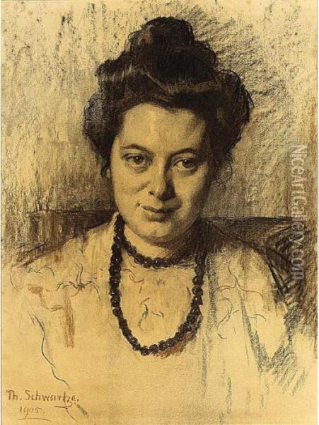 A Portrait Of Nelly Bodenheim Oil Painting - Therese Schwartze