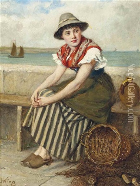 Waiting For The Boats Oil Painting - Haynes King