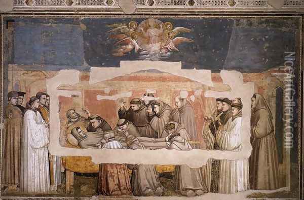 Scenes from the Life of Saint Francis- 4. Death and Ascension of St Francis c. 1325 Oil Painting - Giotto Di Bondone