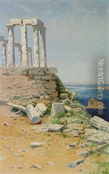 Ruinerne Pa Cap Sunion I Graekenland Oil Painting - Thorvald Simeon Niss