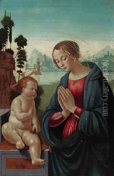 The Madonna adoring the Child Oil Painting - Domenico Ghirlandaio