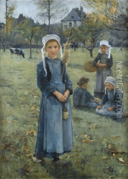 The Orchard, Quimperle Oil Painting - Stanhope Forbes