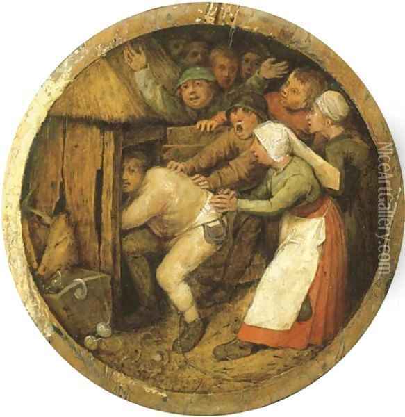 The Drunkard pushed into the Pigsty Oil Painting - Pieter the Elder Bruegel