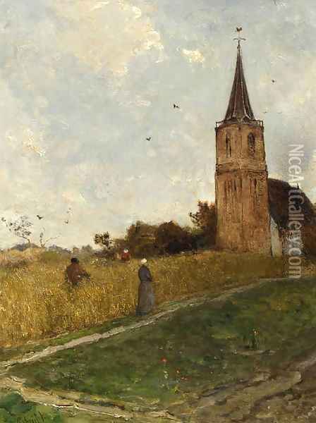 Churchgoers in a cornfield Oil Painting - Paul Joseph Constantine Gabriel