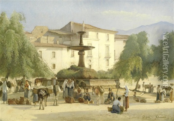 View Of The City Sulmona, Abruzzo, Italy Oil Painting - Edvard Frederik Petersen