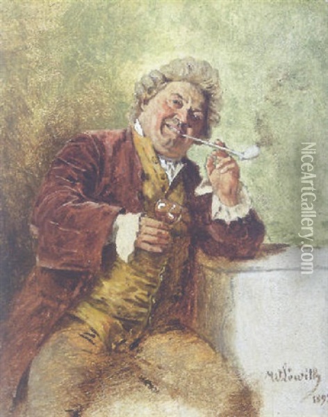Edelmann Mit Weinglas Oil Painting - Wilhelm Loewith