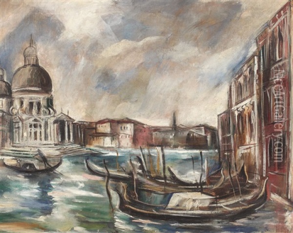 Gondolas In Venice Oil Painting - Elena Popea