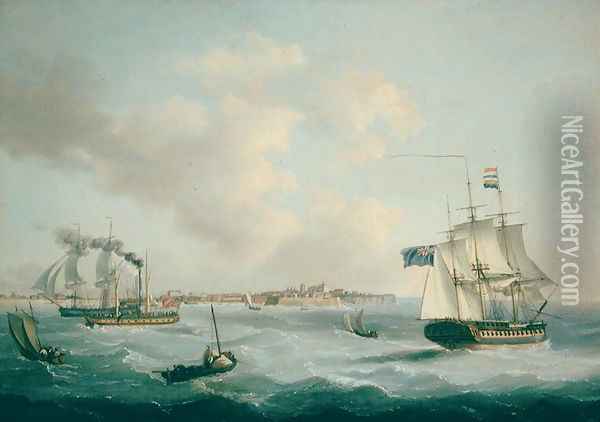 Shipping off Margate, 1825 Oil Painting - John Thomas Serres