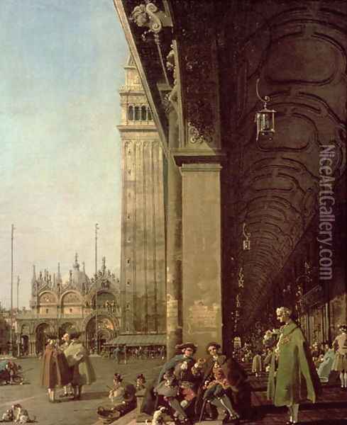 Venice- Piazza di San Marco and the Colonnade of the Procuratie Nuove, c.1756 Oil Painting - (Giovanni Antonio Canal) Canaletto