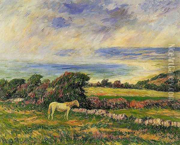 Horse in a Meadow Oil Painting - Henri Moret