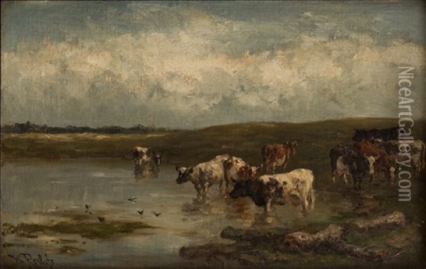 Paisaje Con Vacas Oil Painting - Willem Roelofs