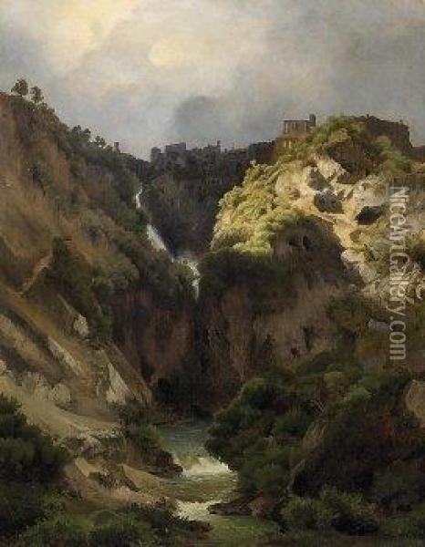 The Waterfalls Of Tivoli Oil Painting - Karl Eduard Biermann