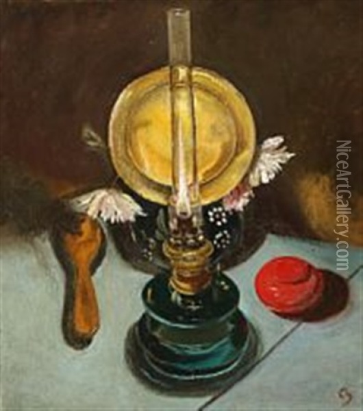 Opstilling Med Lampe Oil Painting - Claus Johansen