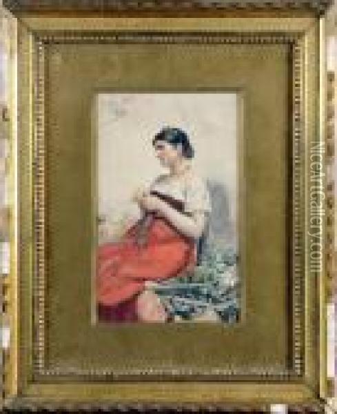 [la Couturiere] (date Rome 1869 -1836 - 1896) Oil Painting - Frans Meerts