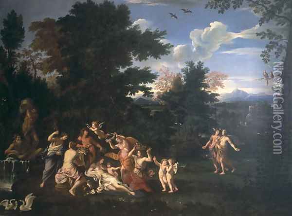Landscape with Homage to Venus Oil Painting - Giovanni Francesco Grimaldi
