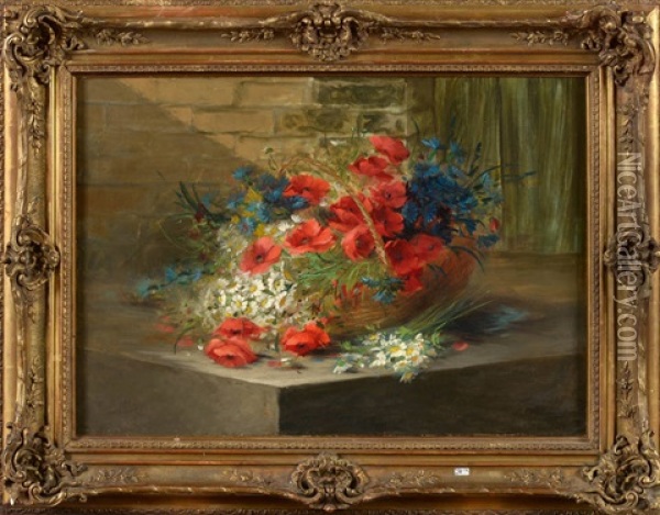 Panier De Fleurs Des Champs Oil Painting - Hubert Bellis