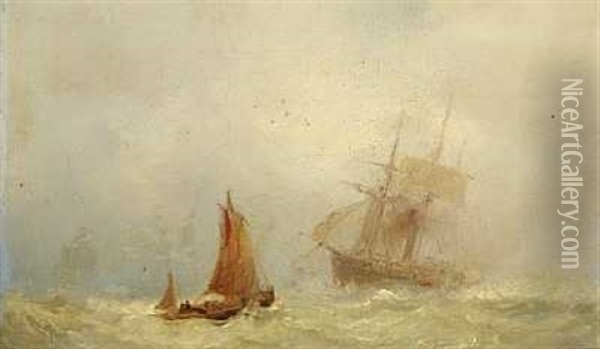 Diset Stormvejrsdag Pa Havet Oil Painting - Vilhelm Melbye