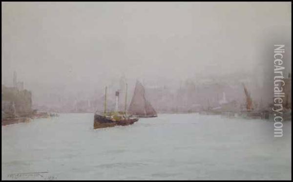 On The Thames Oil Painting - Frederic Marlett Bell-Smith