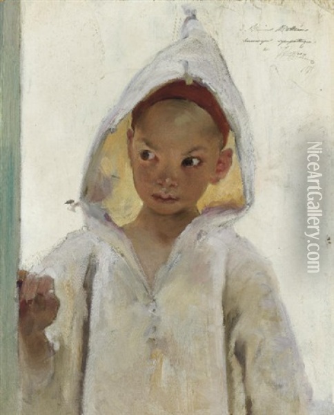 Petit Garcon Vetu D'un Burnous Oil Painting - Henry Jules Jean Geoffroy