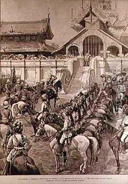Our Troops in Burmah Reception of General F Roberts in Mandalay at the East Gate of the Palace Oil Painting - Amedee Forestier