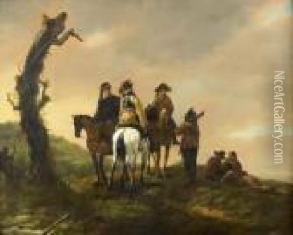 La Halte Des Cavaliers Oil Painting - Jacob Van Stry