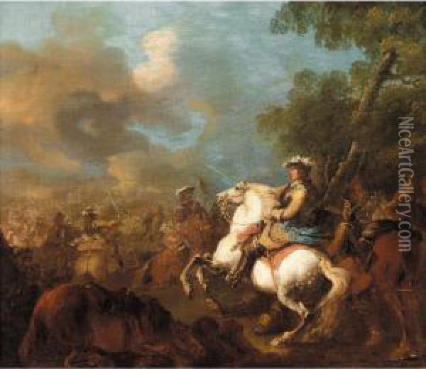 A Cavalry Battle Oil Painting - Charles Parrocel