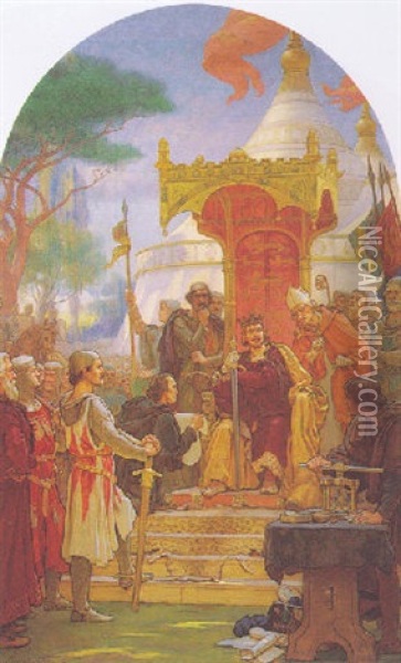 King John Granting Magna Carta Oil Painting - Ernest Normand