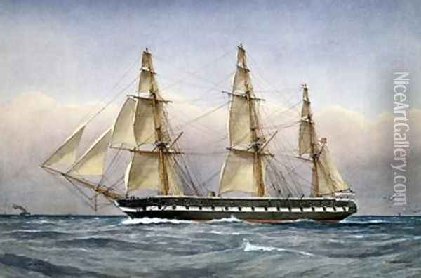 HMS Glasgow at Sea in 1861 1903 Oil Painting - William Frederick Mitchell