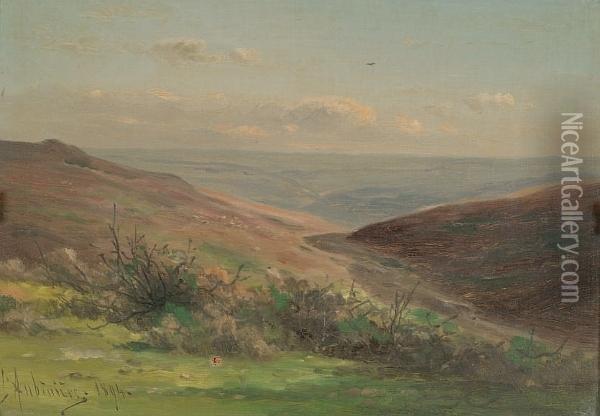 In The Land Of Lorna Doone Oil Painting - Georgina M. Steple De L'Aubiniere