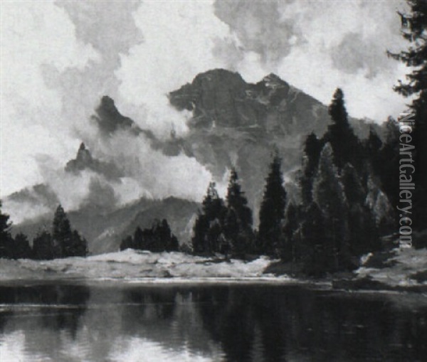 Cortina.  Blick Auf Die Tofana Oil Painting - Hans Maurus