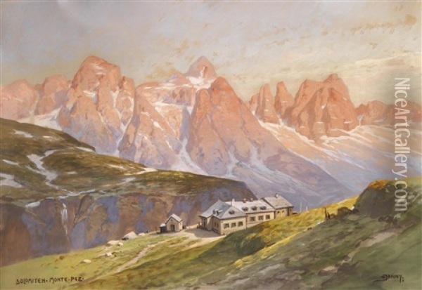 Dolomiten, Monte Pez Oil Painting - Georg Janny