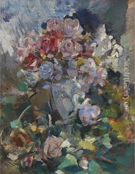 Still Life Of Flowers Oil Painting - Konstantin Alexeievitch Korovin
