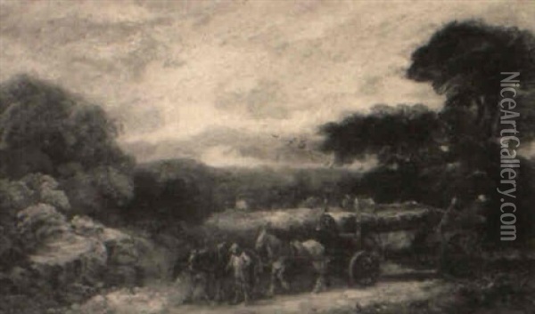 Logging Oil Painting - John Constable