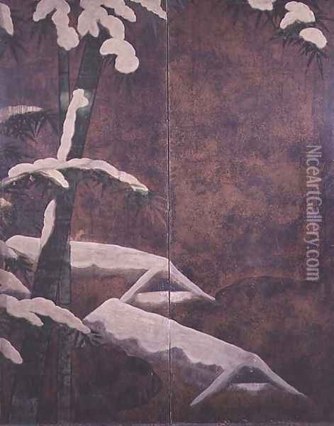 Bamboos under snow 5 Oil Painting - Mitsuyoshi (Gyobu) (Kyuyoku) Tosa