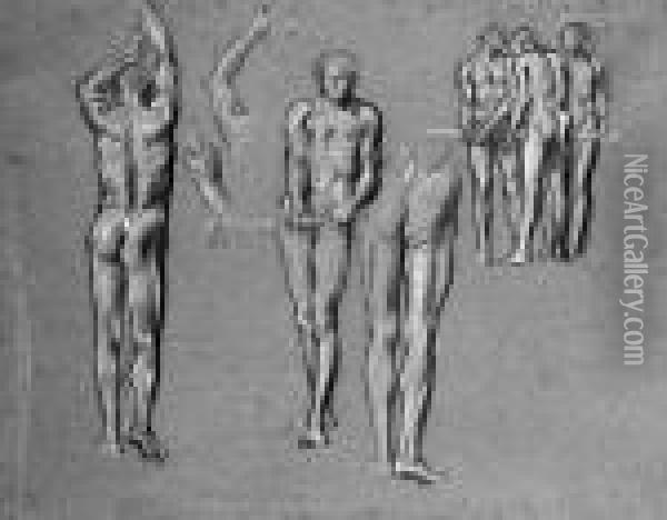 Studies Of Figures For The Arts Of Industry As Applied To War Oil Painting - Frederick Leighton