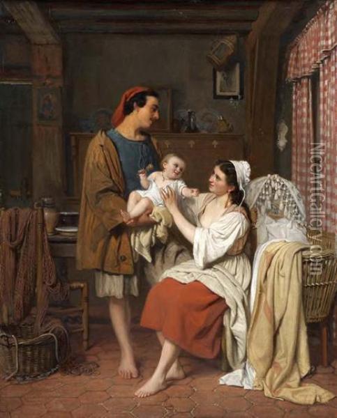 The Fisherman's Home Oil Painting - Charles Baugniet