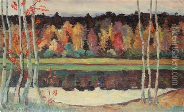 Autumn Birches Oil Painting - Mikhail Vasilievich Nesterov
