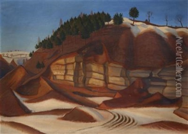 Steinbruch (+ Landschaft Mit Zwei Frauengestalten; Verso) Oil Painting - Karel Bohacek